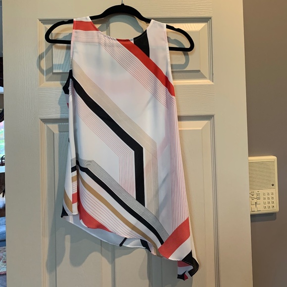 Laundry by Shelli Segal Coral/Black/White Print Sleeveless Top sz 6 - Picture 1 of 5